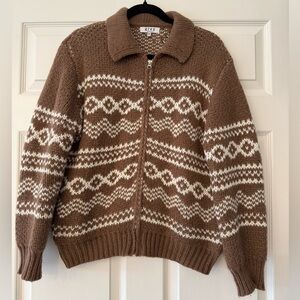 grey bandit collared zip-up sweater